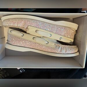 Sperry Glittering Pink Moccasins